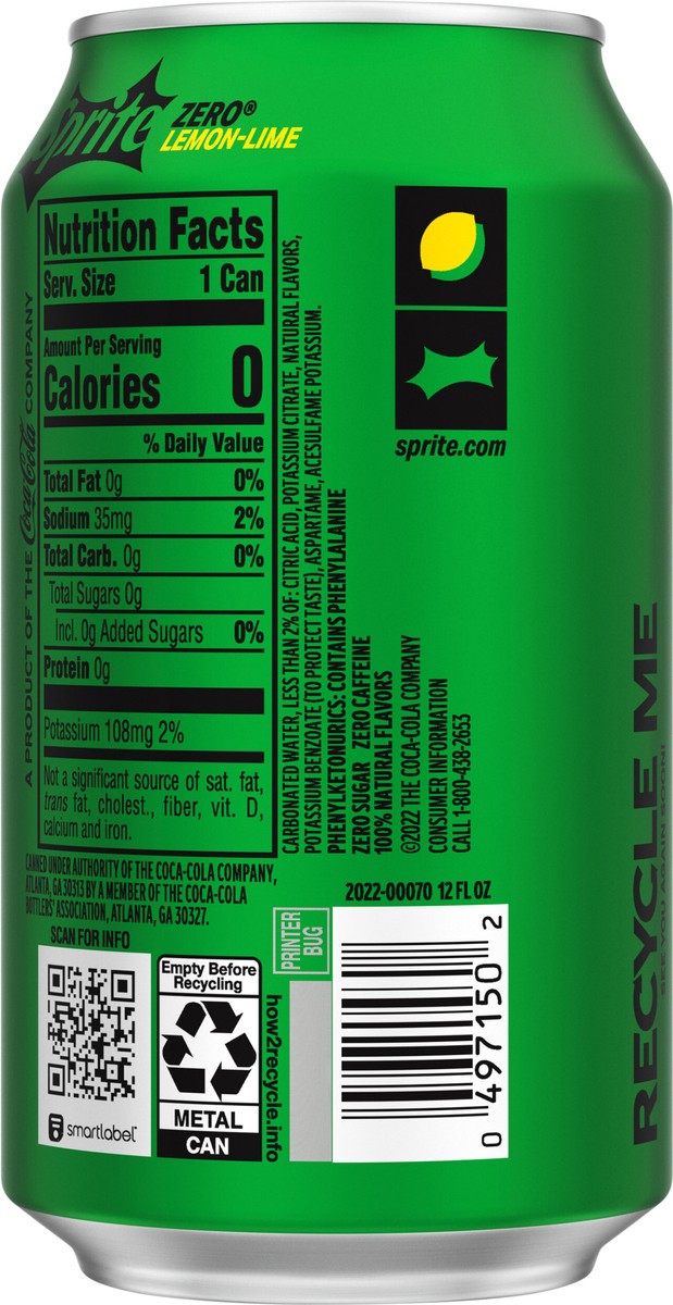 slide 7 of 9, Sprite Zero Sugar Can- 12 fl oz, 12 fl oz