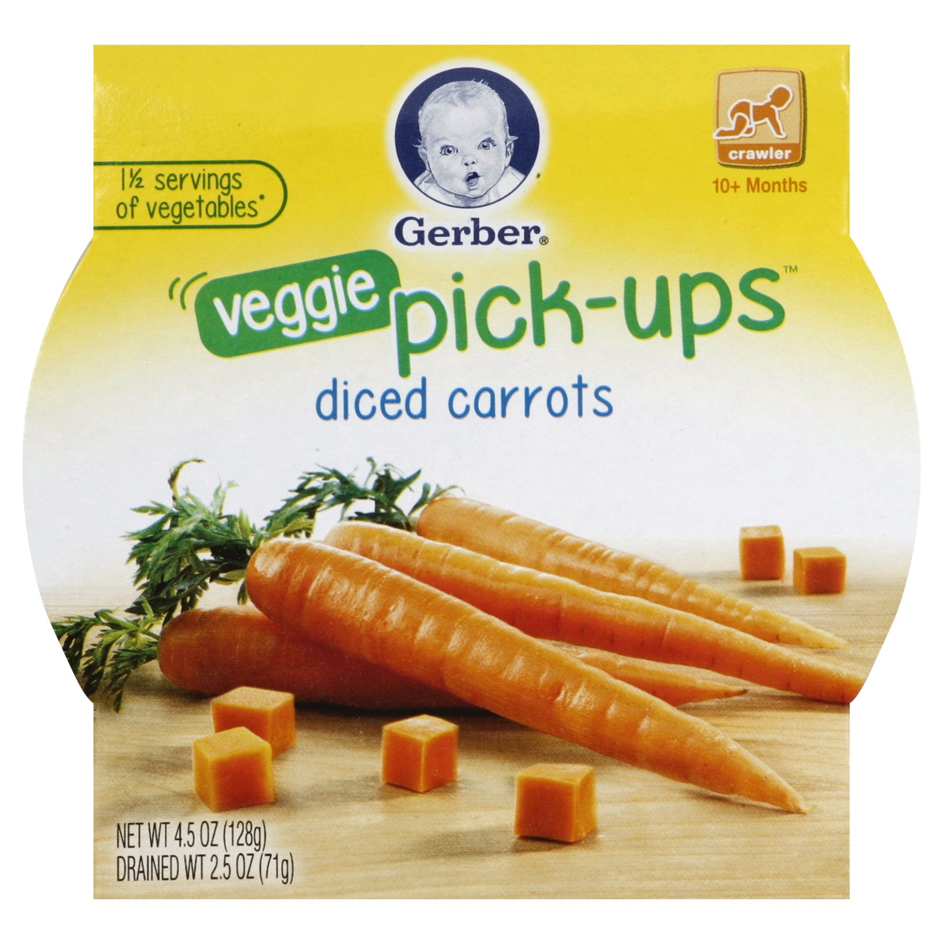 slide 1 of 9, Gerber Graduates Veggie Pickups Diced Carrots, 4.5 oz