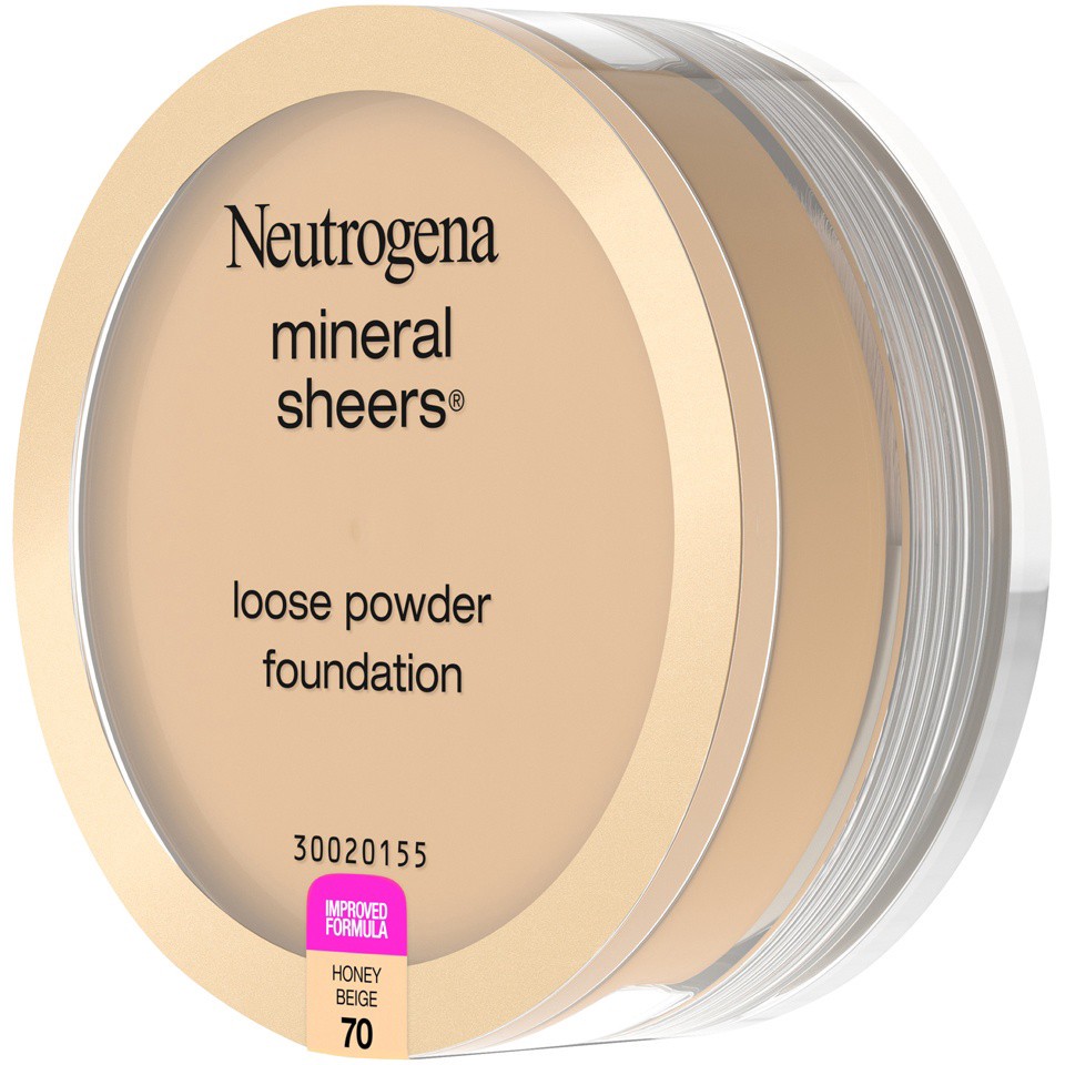 slide 2 of 6, Neutrogena Mineral Sheers loose Powder 70 Honey Beige, 0.19 oz