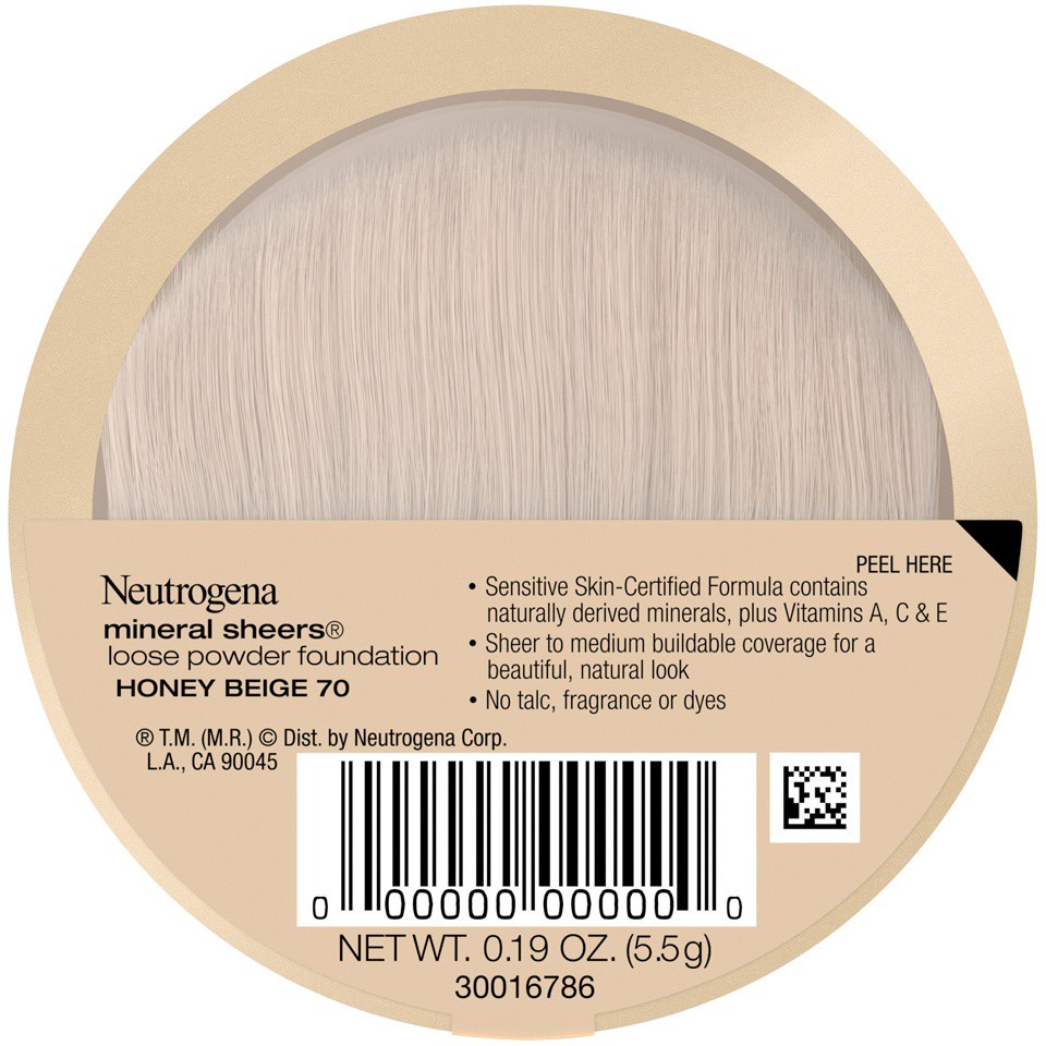 slide 3 of 6, Neutrogena Mineral Sheers loose Powder 70 Honey Beige, 0.19 oz