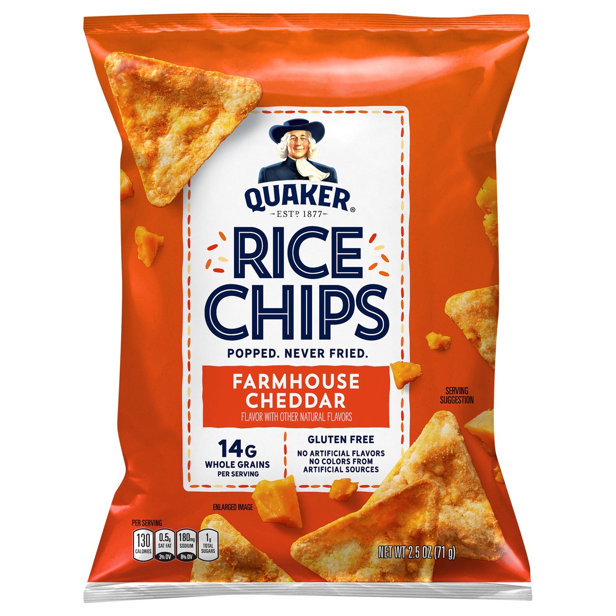 slide 1 of 8, Quaker Rice Chips Farmhouse Cheddar 2.5 Oz, 2.5 oz