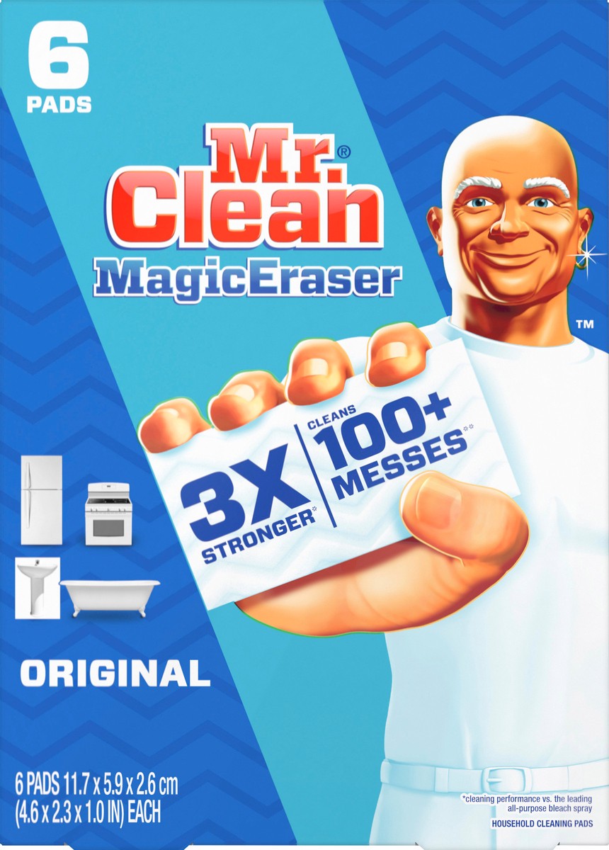 slide 3 of 5, Mr. Clean Original Magic Eraser Scrubber, Cleaning Pad, 6 count, 6 ct