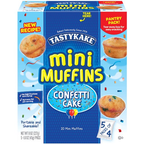 slide 1 of 1, Tastykake® mini muffins, confetti cake, 8 oz