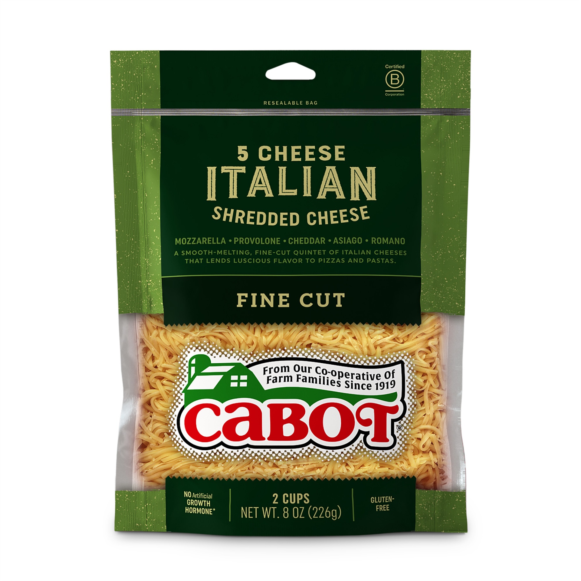 slide 1 of 2, Cabot 5 Cheese Italian Shredded Cheese, 8 oz