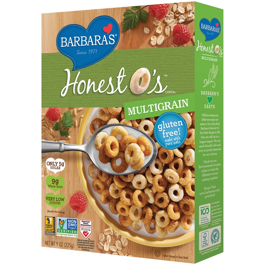 slide 3 of 8, Barbara's Honest Os Multigrain Cereal, 9 oz