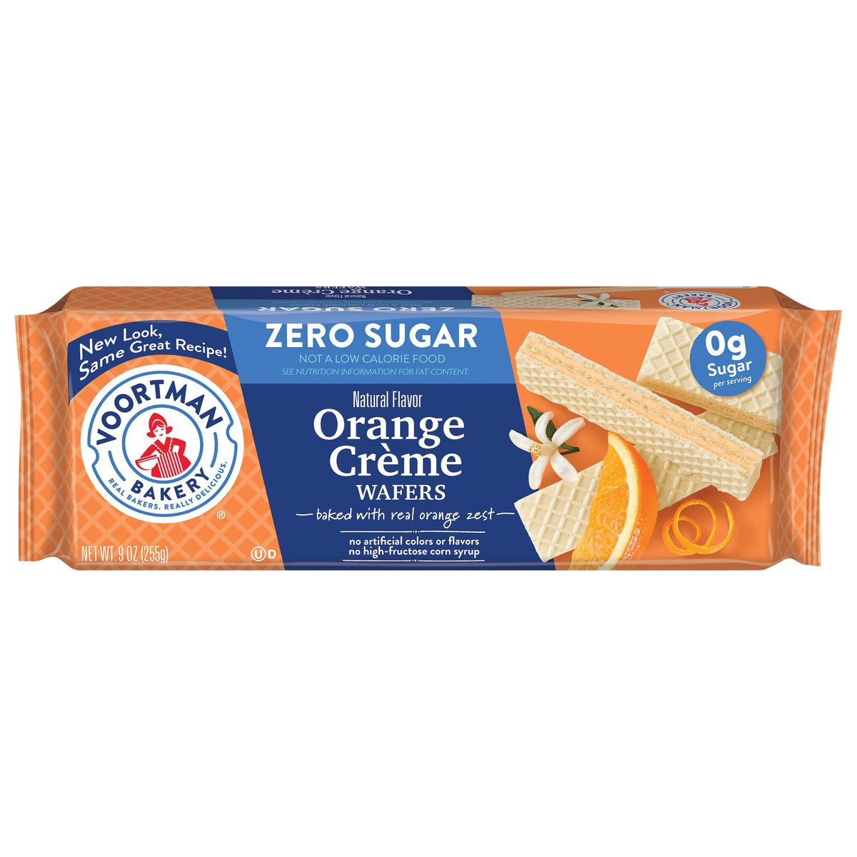 slide 1 of 14, VOORTMAN Bakery Zero Sugar Orange Creme Wafers 9 oz, 9 oz