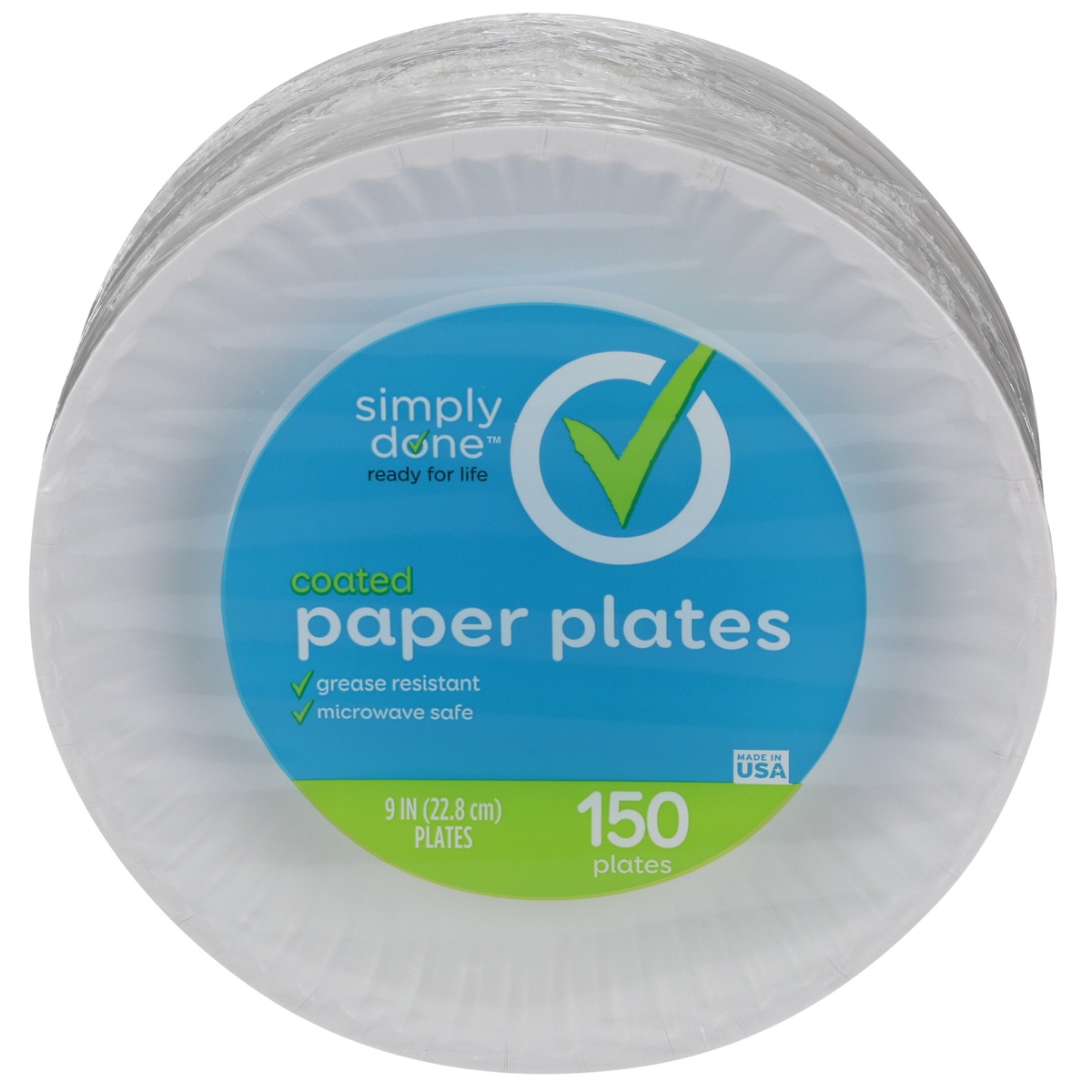 slide 1 of 1, Simply Done Coated Paper Plates, 150 ct; 9 in