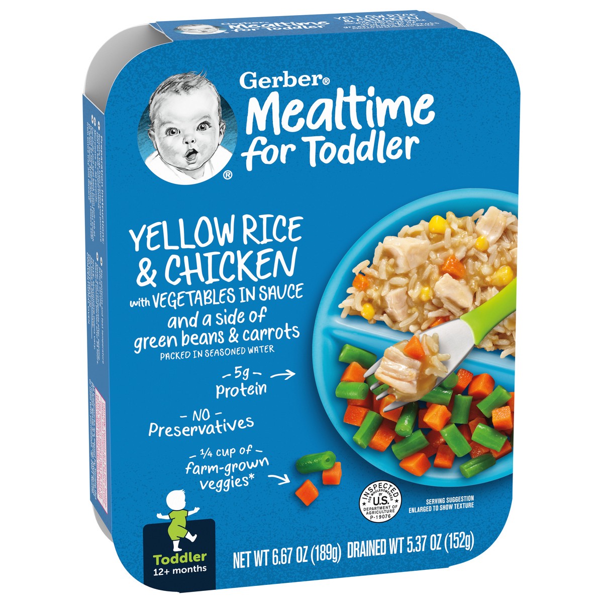slide 2 of 9, Gerber Mealtime for Toddler, Yellow Rice and Chicken with Vegetables in Sauce Toddler Food, 6.67 oz Tray, 6.67 oz