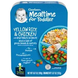 Gerber Mealtime for Toddler, Yellow Rice and Chicken with Vegetables in Sauce Toddler Food, 6.67 oz Tray