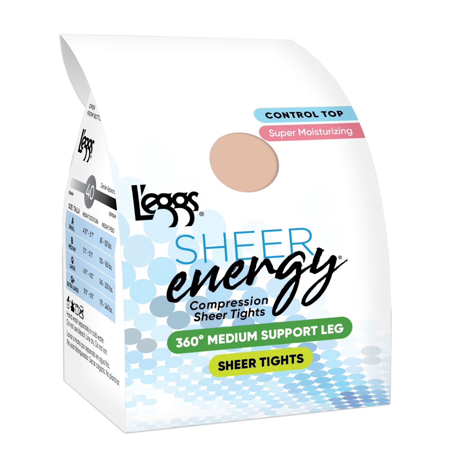 slide 1 of 3, L'eggs Sheer Energy Medium Support Compression Tights, Black, Size Q (Large), 1 ct