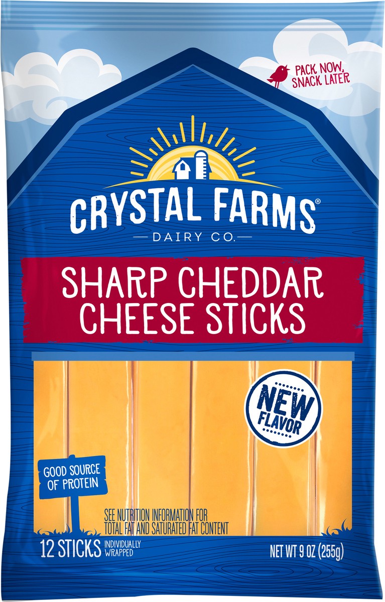 slide 3 of 3, Crystal Farms Cheese Sticks, Sharp Cheddar, 12 ct