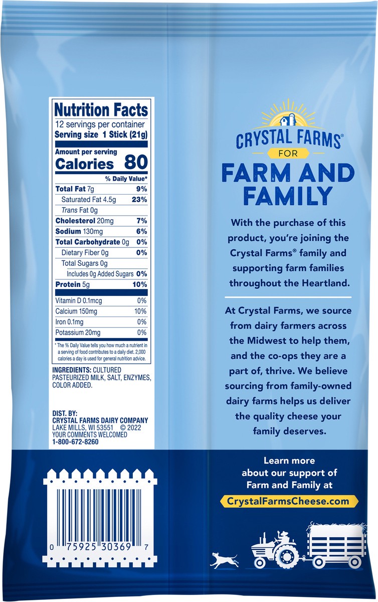 slide 2 of 3, Crystal Farms Cheese Sticks, Sharp Cheddar, 12 ct