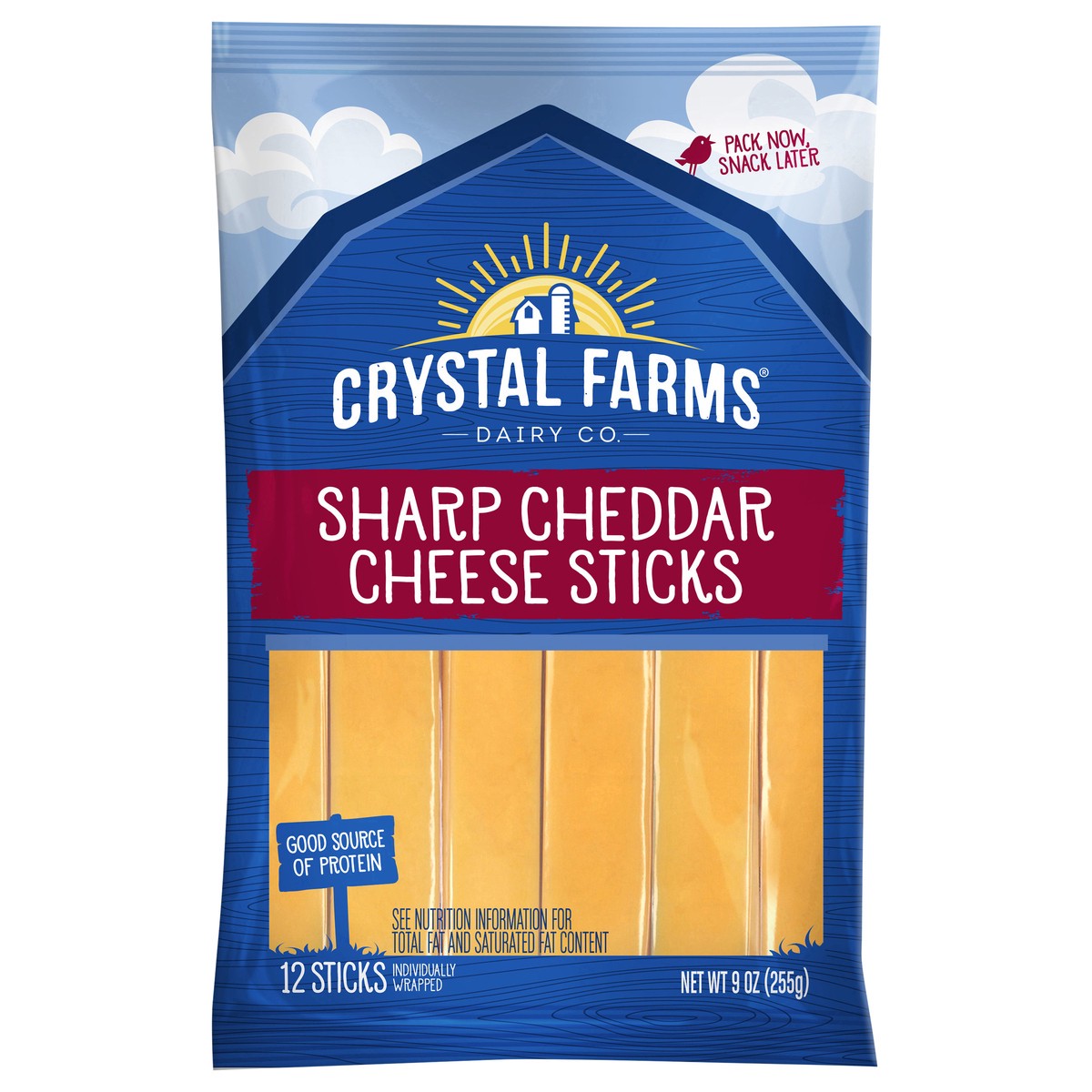 slide 1 of 3, Crystal Farms Cheese Sticks, Sharp Cheddar, 12 ct