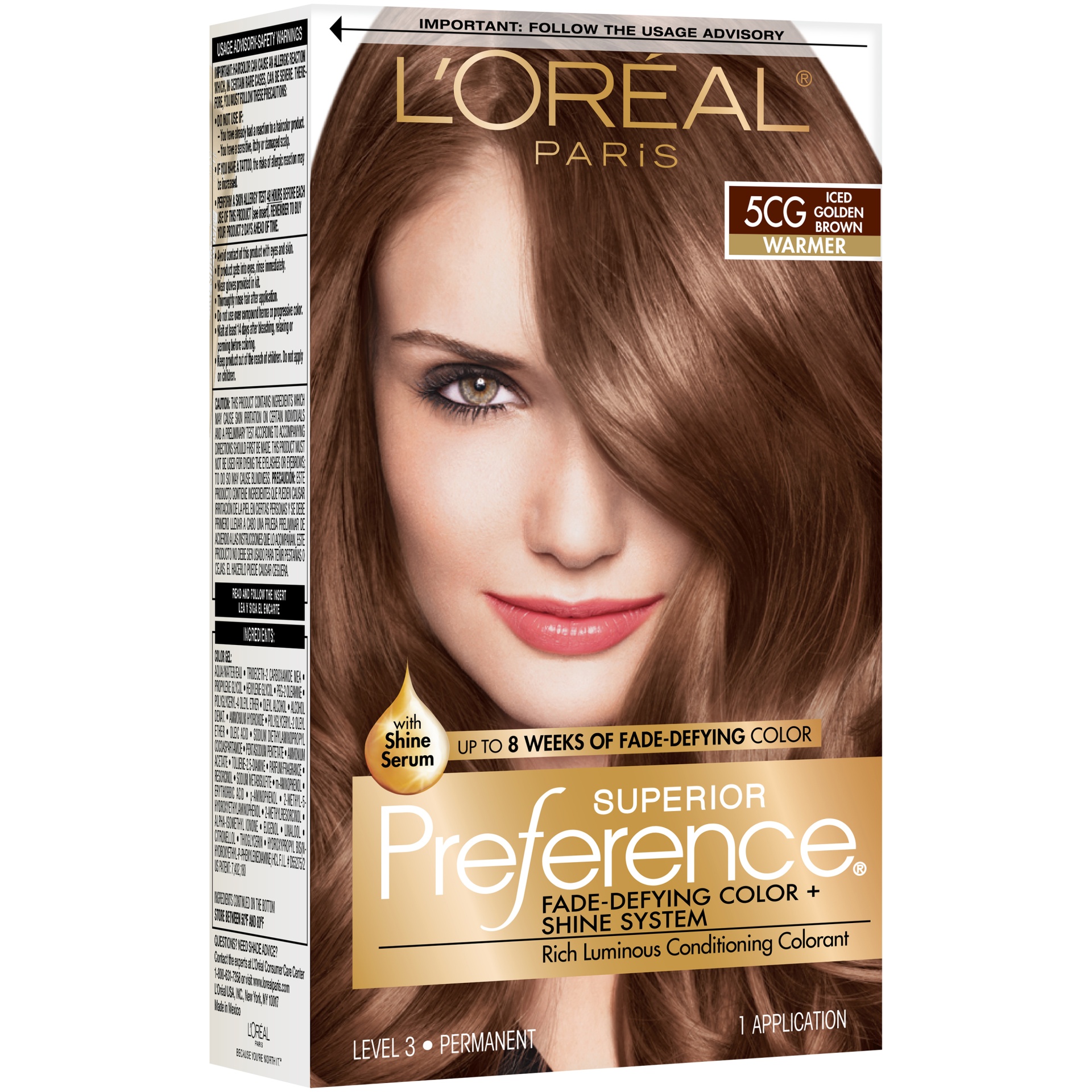 slide 3 of 8, L'Oréal Paris Superior Preference Fadedefying Color Shine System 5cg Iced Golden Brown, 1 ct