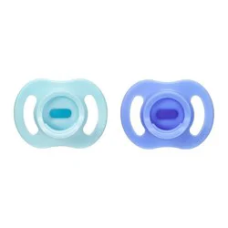 Tommee Tippee UltraLight Stay Put Silicone Pacifier 6-18m - Light Blue & Dark Blue - 2 pk