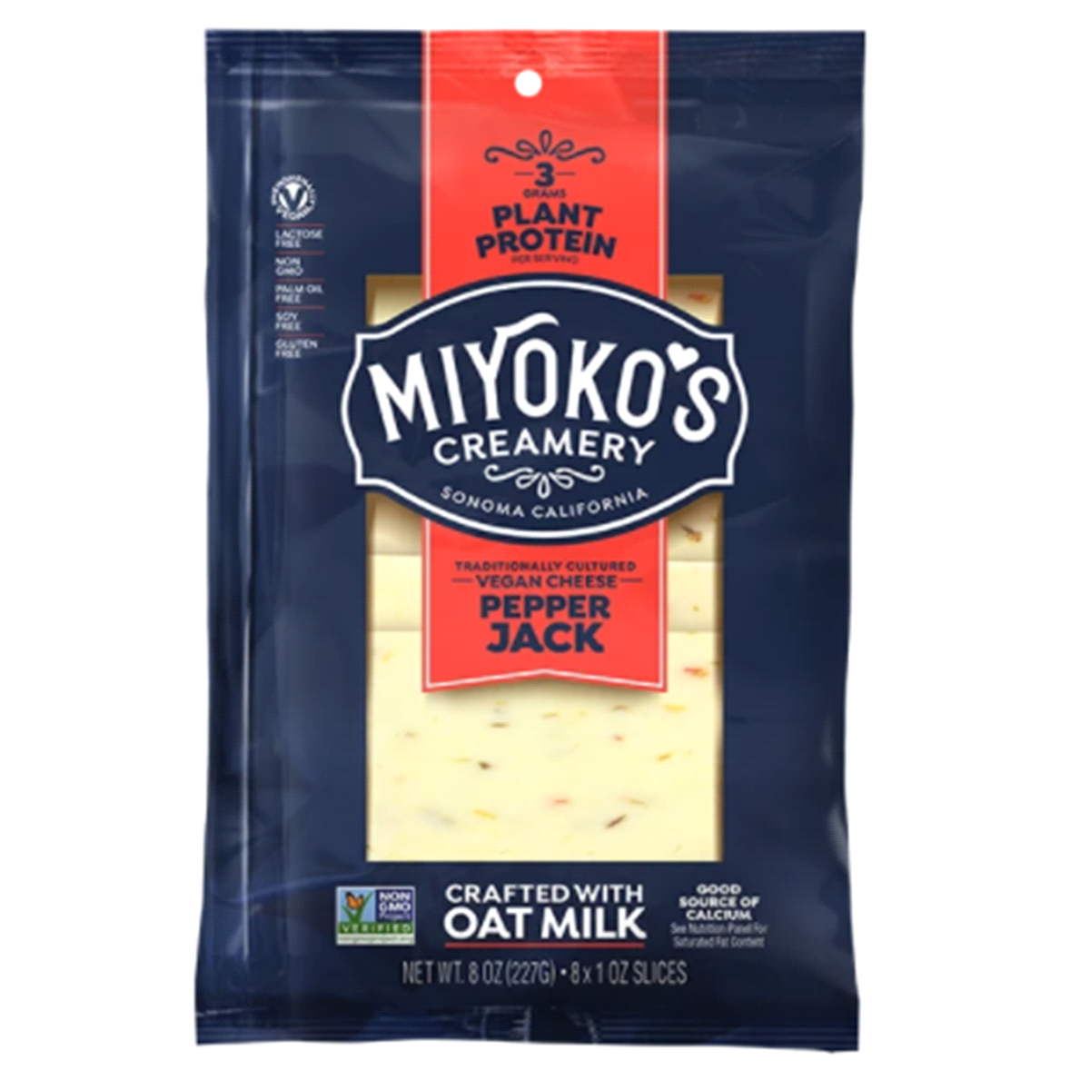 slide 1 of 1, Miyoko's Creamery Vegan Cheese Pepper Jack Slices, 8 oz