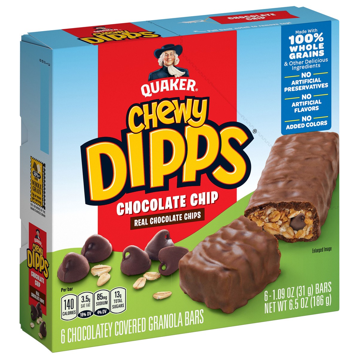 slide 2 of 6, Quaker Chewy Dipps Chocolate Chip Granola Bars - 6ct, 6 ct