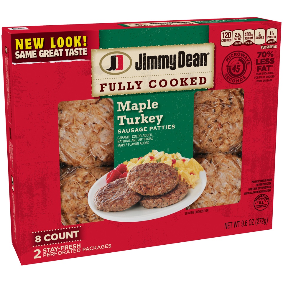 slide 3 of 6, Jimmy Dean Maple Turkey Sausage Patties, 9.6 oz