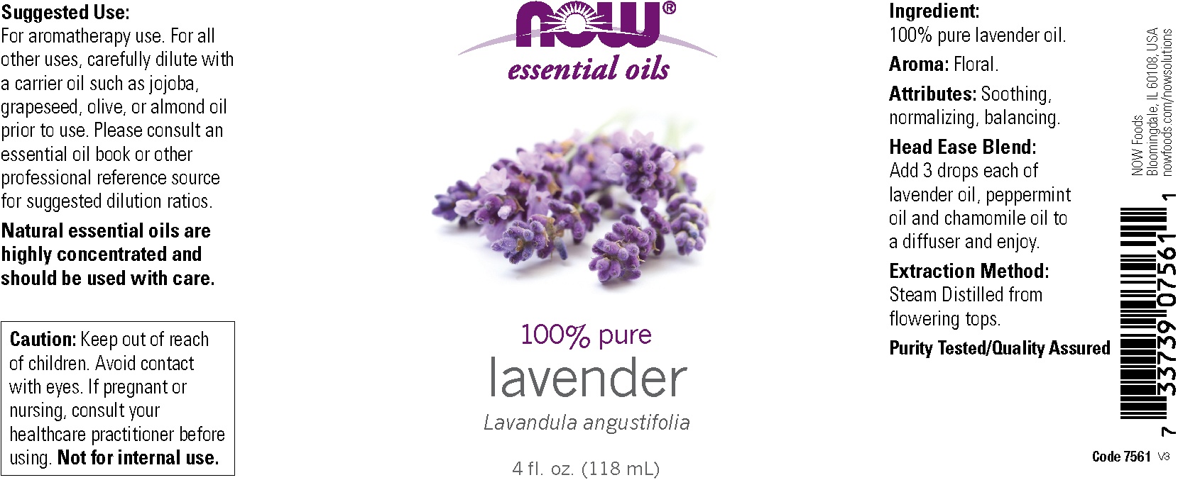 slide 2 of 2, NOW Essential Oils 100% Pure Lavender Oil, 4 fl oz