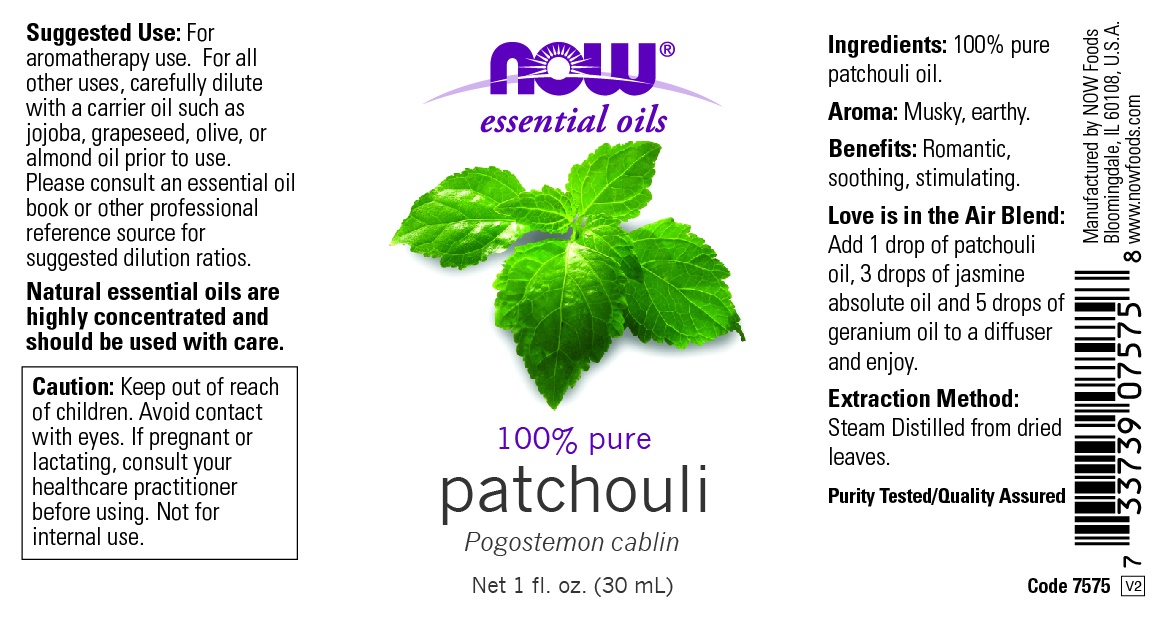 slide 2 of 2, NOW Essential Oils, Patchouli Oil, Earthy Aromatherapy Scent, Steam Distilled, 100% Pure, Vegan, 0.18 oz