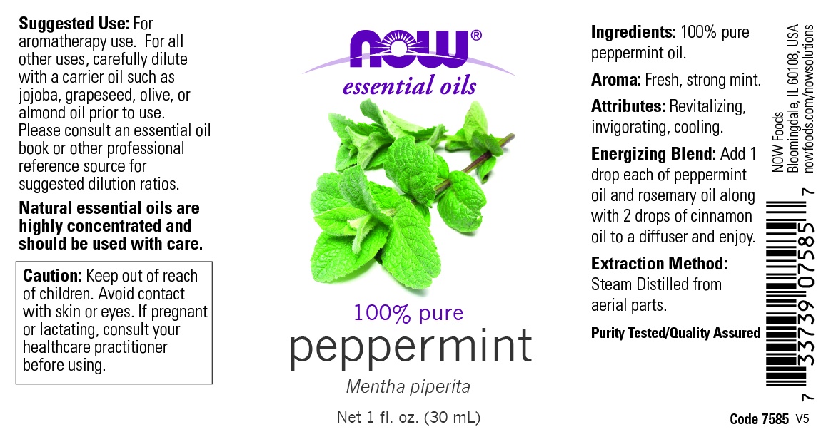 slide 2 of 2, NOW Essential Oils, Peppermint Oil, Invigorating Aromatherapy Scent, Steam Distilled, 100% Pure, Vegan, 0.18 oz