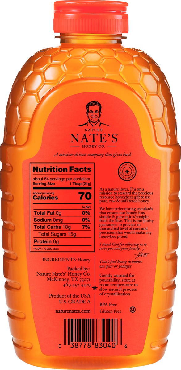 slide 6 of 7, Nature Nate's Raw & Unfiltered 100% Pure Honey 40 oz, 40 oz