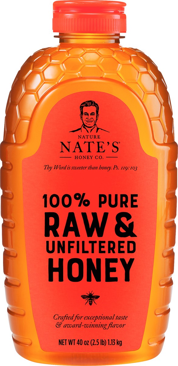 slide 1 of 7, Nature Nate's Raw & Unfiltered 100% Pure Honey 40 oz, 40 oz