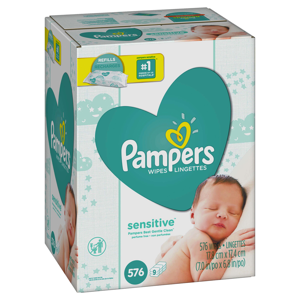 slide 2 of 7, Pampers Sensitive Baby Wipes, 576 ct