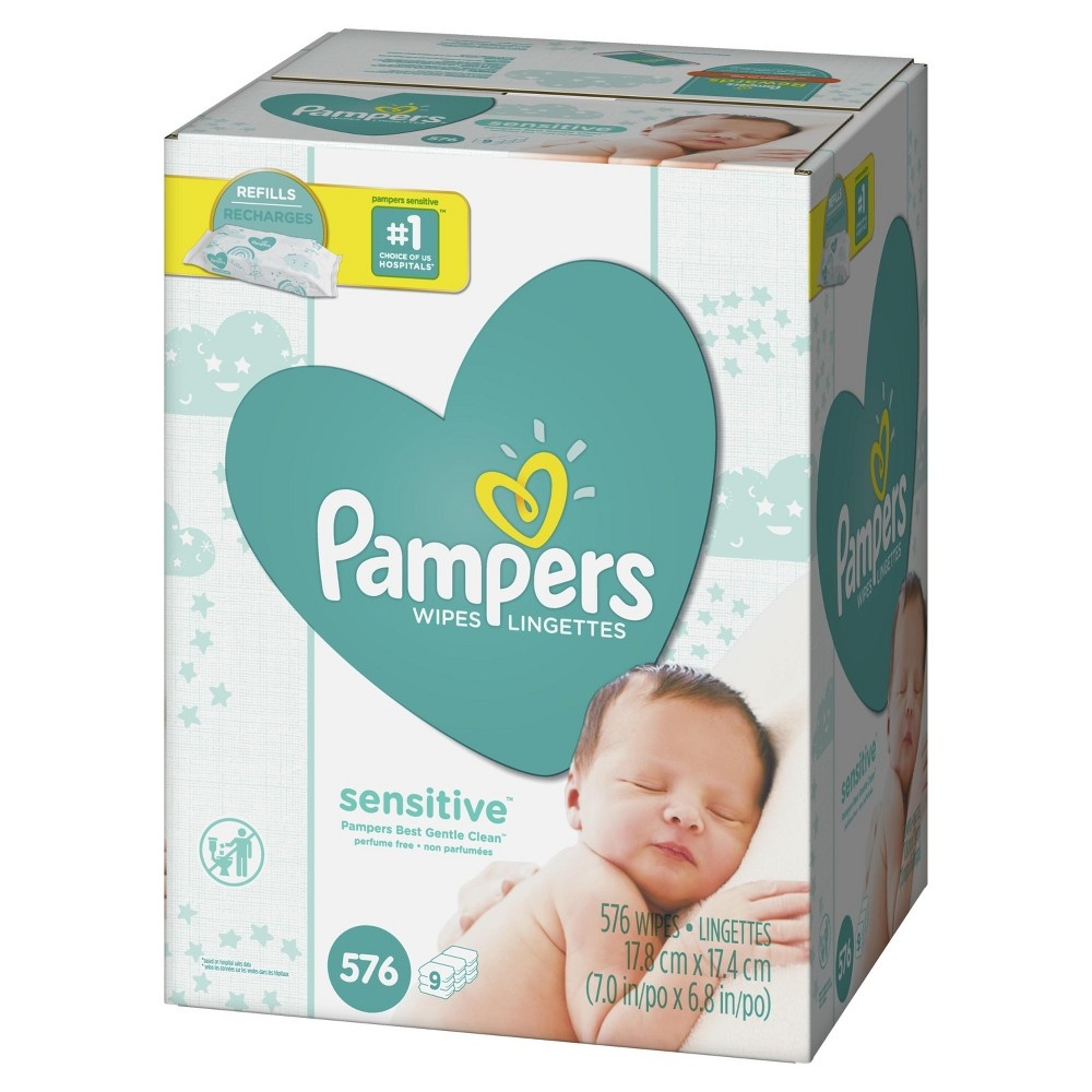 slide 5 of 7, Pampers Sensitive Baby Wipes, 576 ct