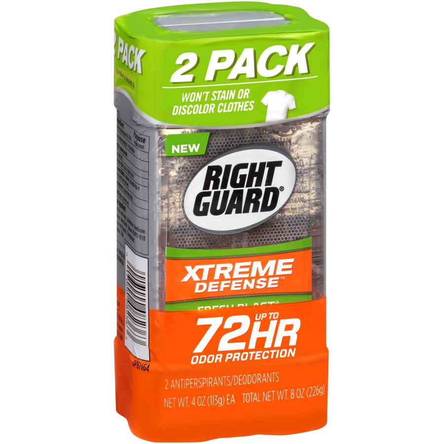 slide 2 of 6, Right Guard Xtreme Defense 5 Fresh Blast Antiperspirant, 2 ct; 4 oz