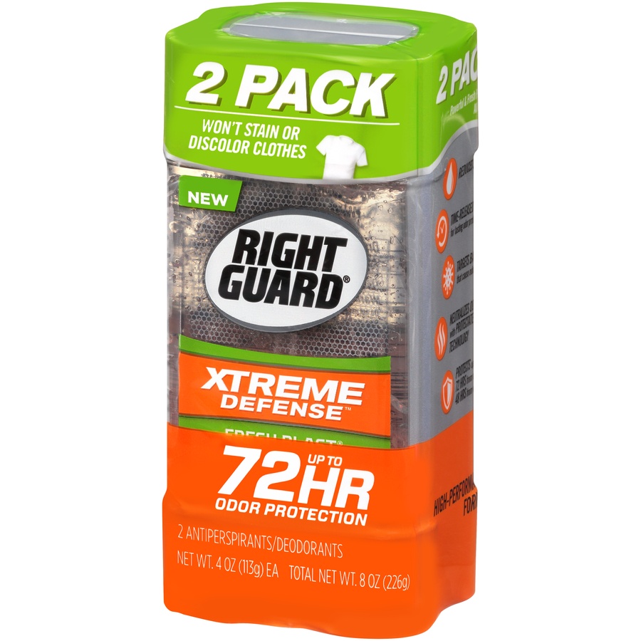 slide 3 of 6, Right Guard Xtreme Defense 5 Fresh Blast Antiperspirant, 2 ct; 4 oz