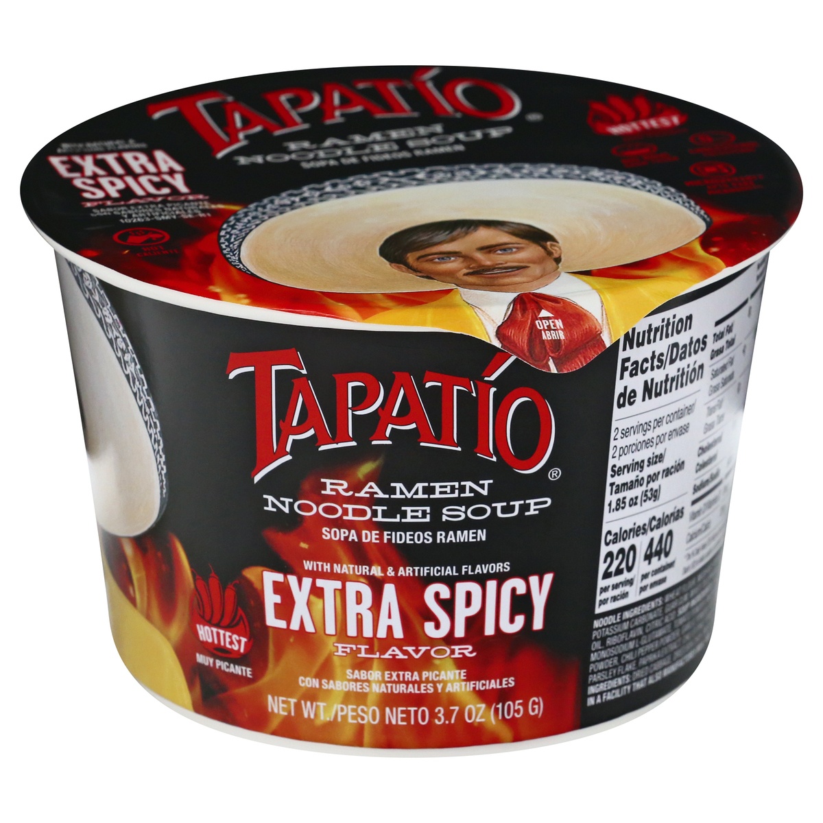 slide 1 of 1, Tapatio Extra Spicy Ramen Noodle Soup Bowl, 3.7 oz