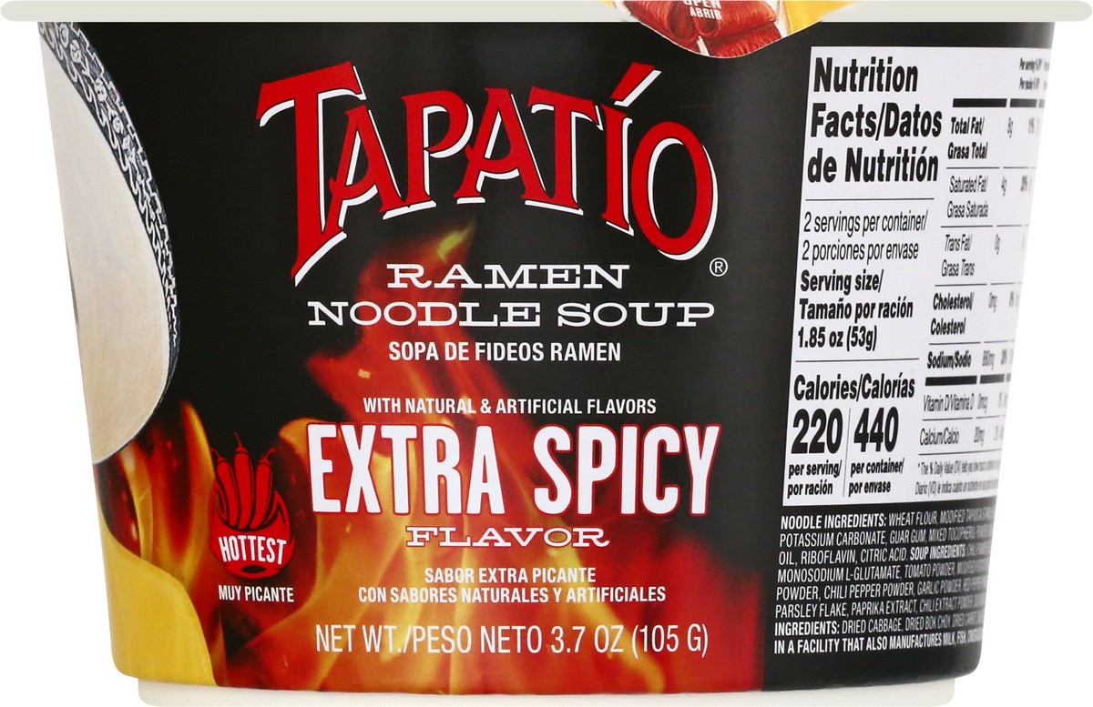 slide 2 of 11, Tapatio Ramen Bowls Extra Spicy 105 gram, 105 gram