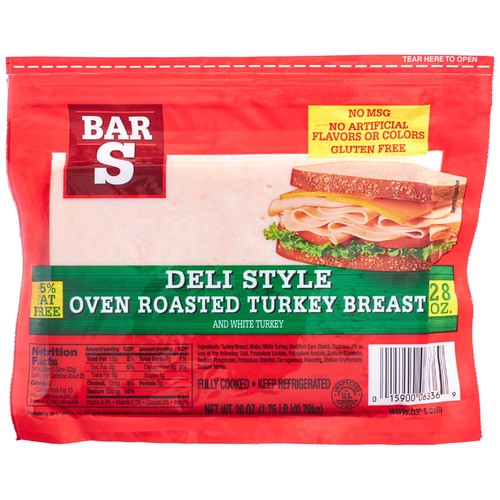 slide 1 of 1, Bar-S® deli style oven roasted turkey breast, 28 oz