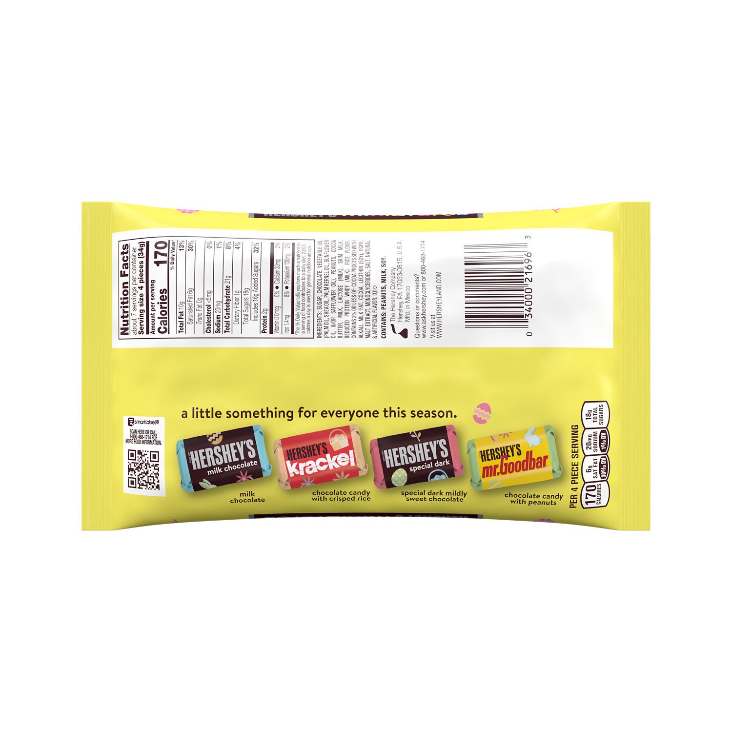 slide 2 of 2, HERSHEY'S Miniatures Assorted Milk And Dark Chocolate Candy Bars, Easter, 7.8 oz, Variety Bag, 