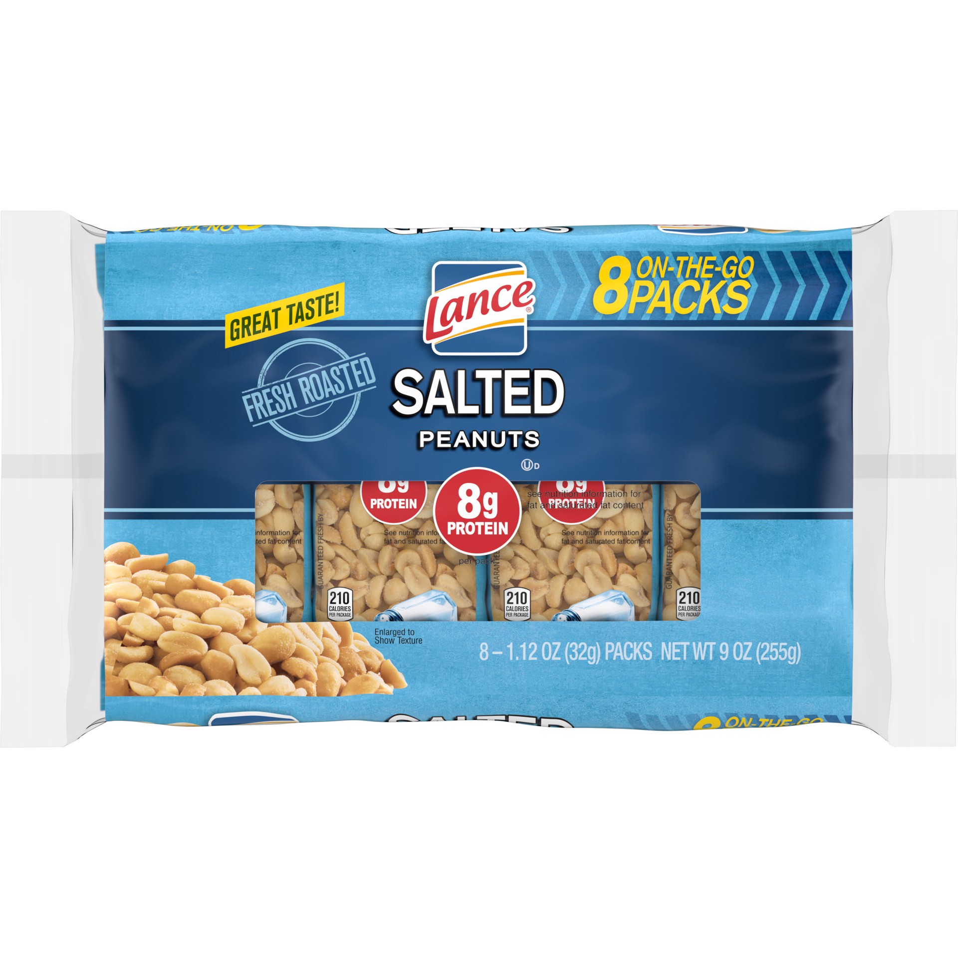 slide 1 of 5, Lance Salted Peanuts, 8 Ct. Pack of Snack Bags, 1.12 Oz Each, 9 oz