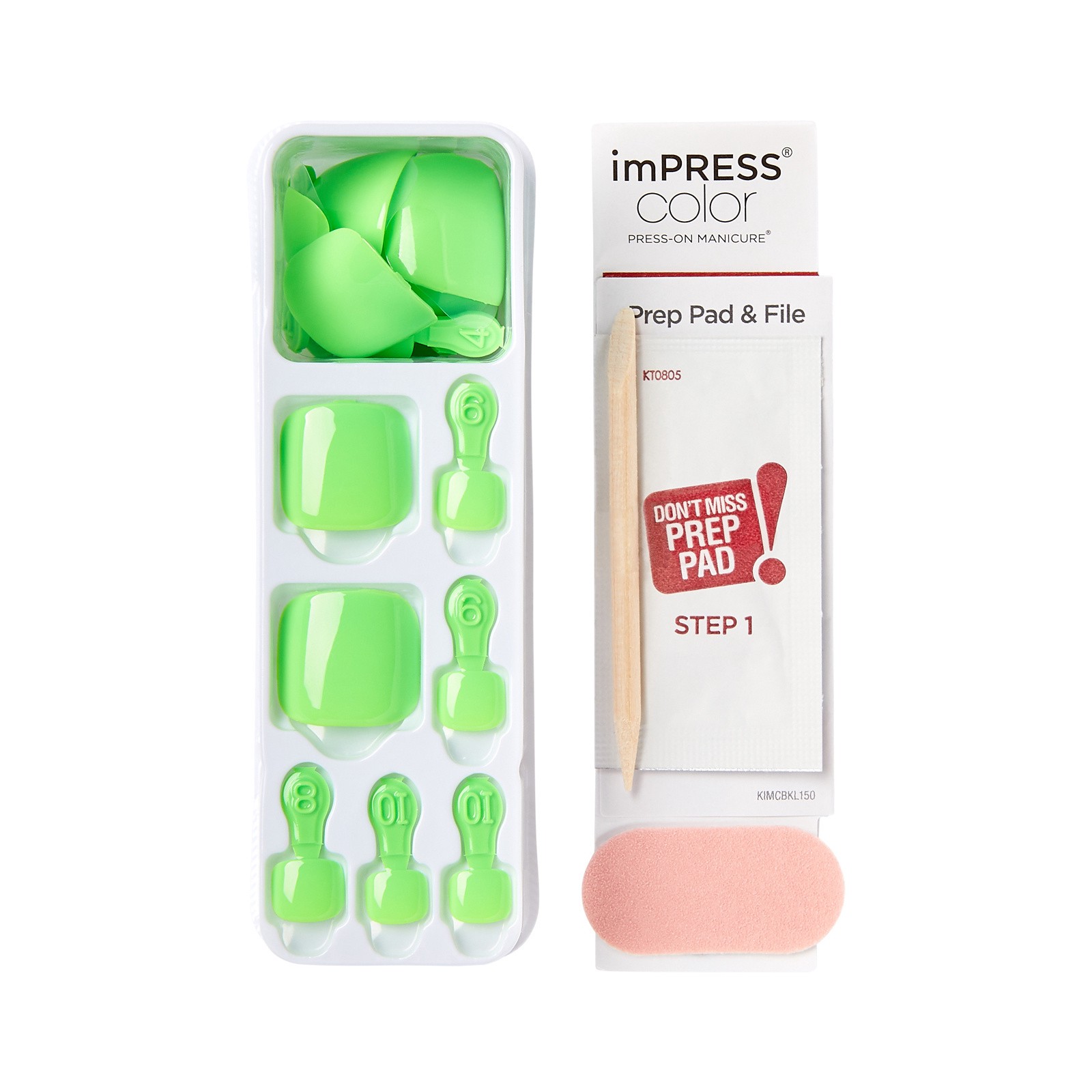 slide 2 of 5, imPRESS Color Press-On Toenails, No Glue Needed, Short, Square, Lime Green, 27 Ct., 1 ct