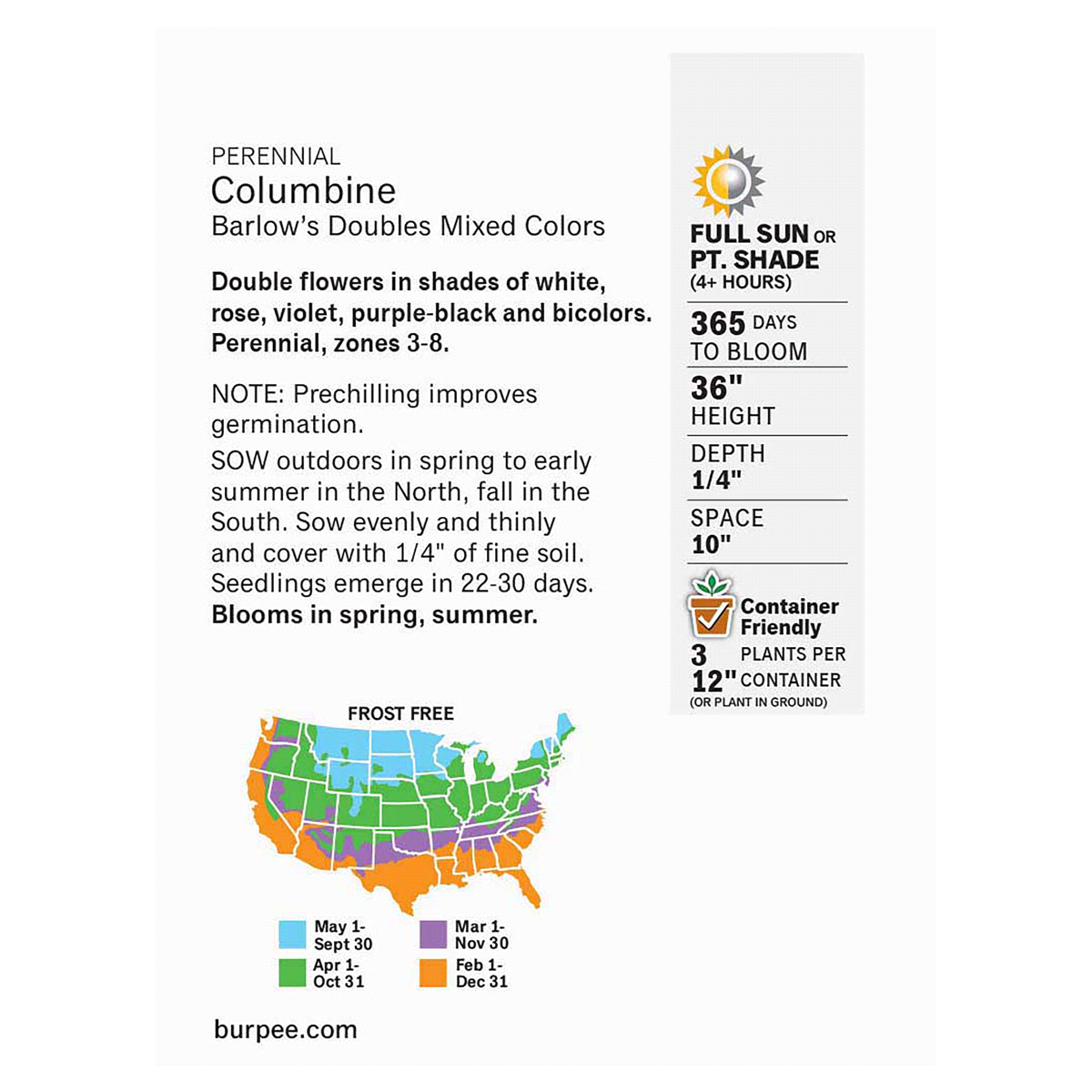 slide 2 of 5, Burpee Columbine Barlow's Double Mix Seeds, 1 ct