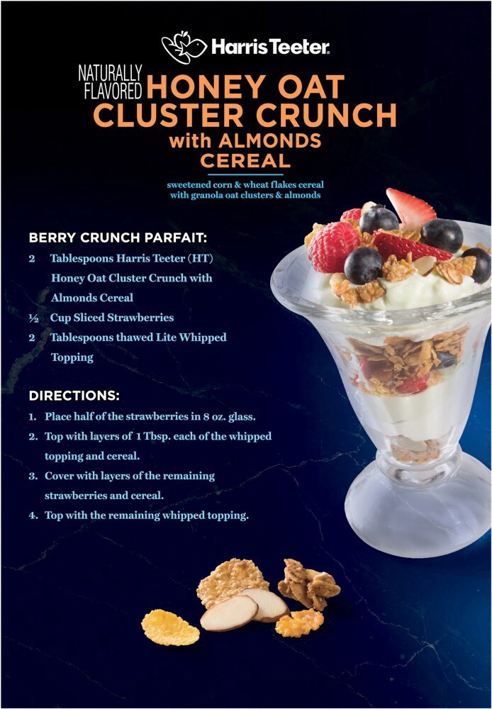 slide 3 of 4, Harris Teeter® Honey Oat Cluster Crunch with Almonds Cereal, 14.5 oz