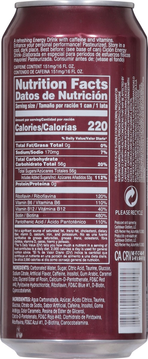 slide 4 of 9, Ciclon Berry Strong Energy Drink - 16 fl oz, 16 oz