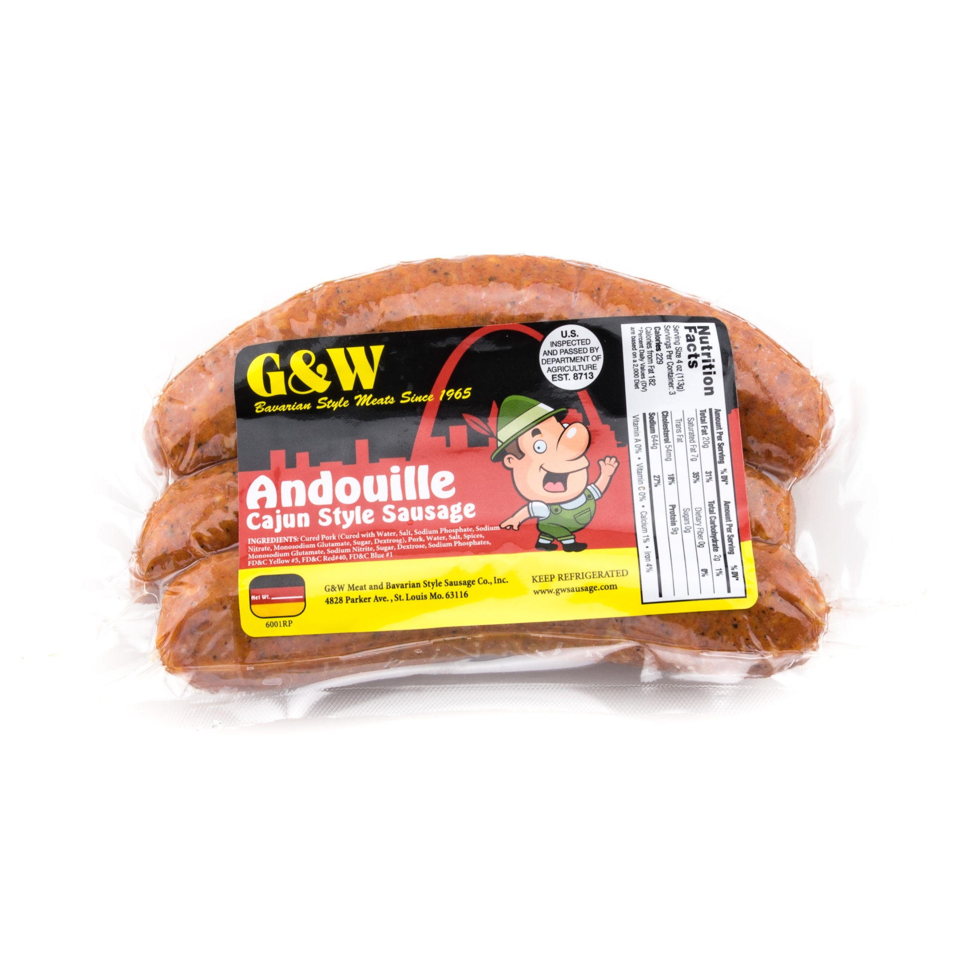 slide 1 of 1, G&W Smoked Andoulle Sausage Links, per lb