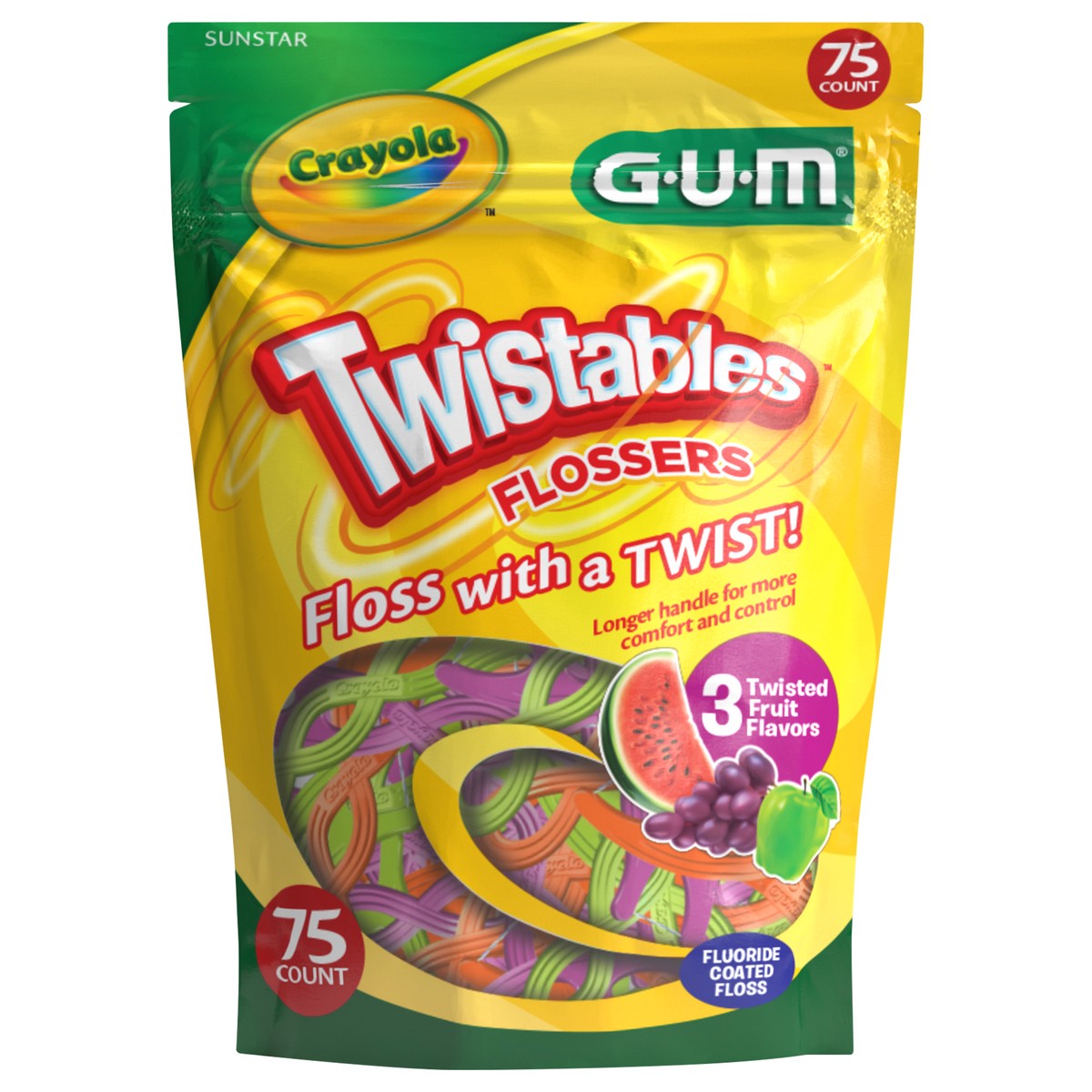 slide 1 of 3, Crayola Gum Twistables Flossers, 75 ct