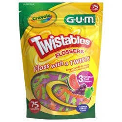 G-U-M Crayola Twistables Kids Flossers with Fluoride - Designed for Little Hands,Ages 3+, 75 ct