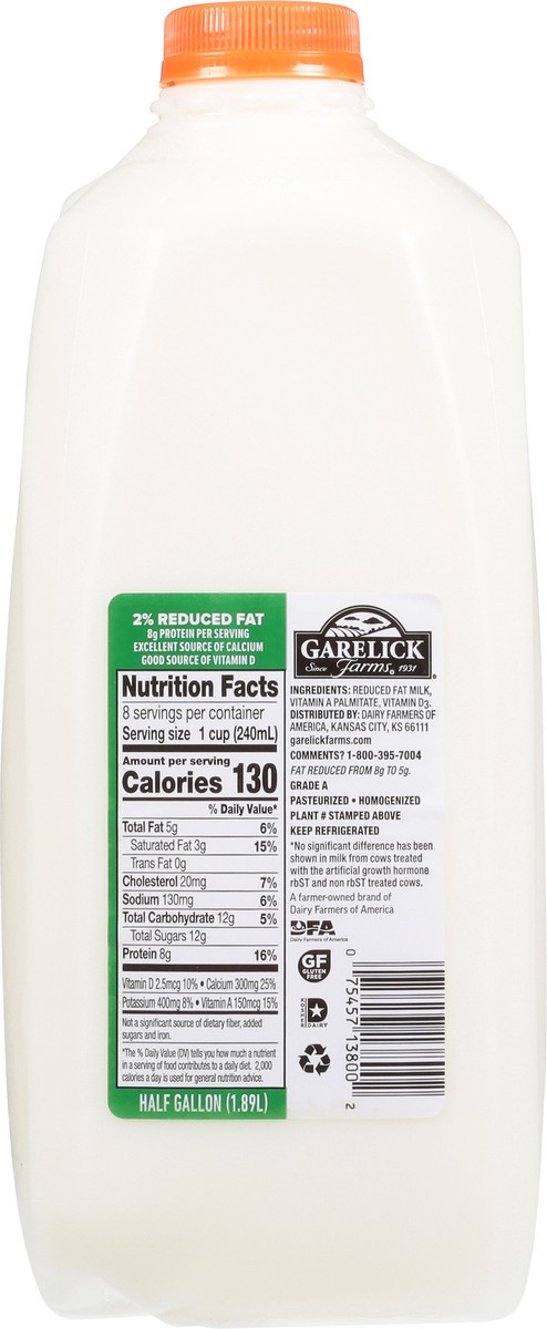 slide 3 of 7, Garelick Farms Milk, 2% Reduced Fat, 1/2 gal