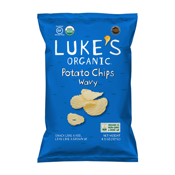 slide 1 of 1, Luke's Organic Wavy Potato Chips, 4.5 oz