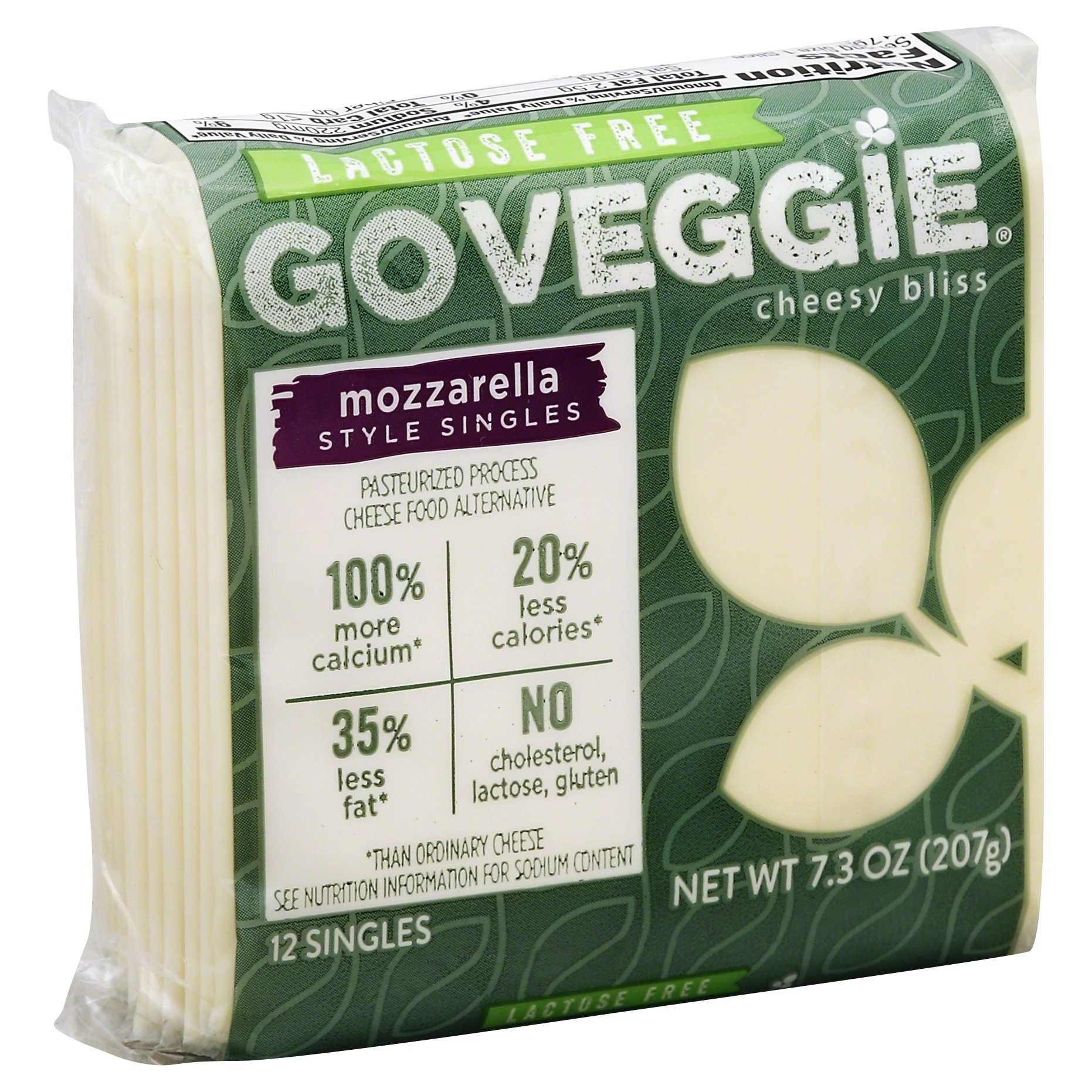 slide 1 of 5, GO VEGGIE! Mozzarella Cheese Flavored Slices, Lactose Free, 12 ct; 8 oz