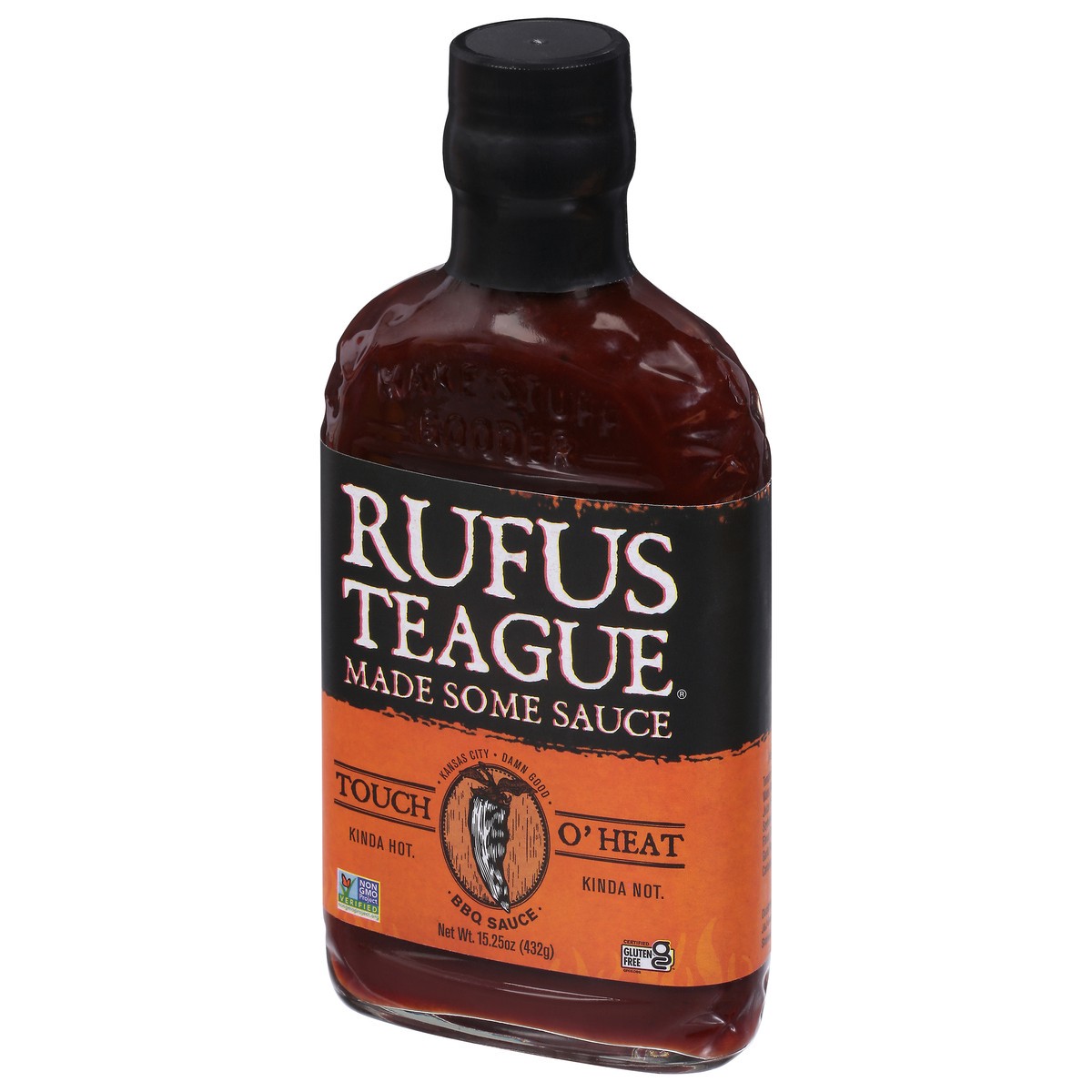 slide 3 of 9, Rufus Teague Touch O' Heat BBQ Sauce, 16 oz