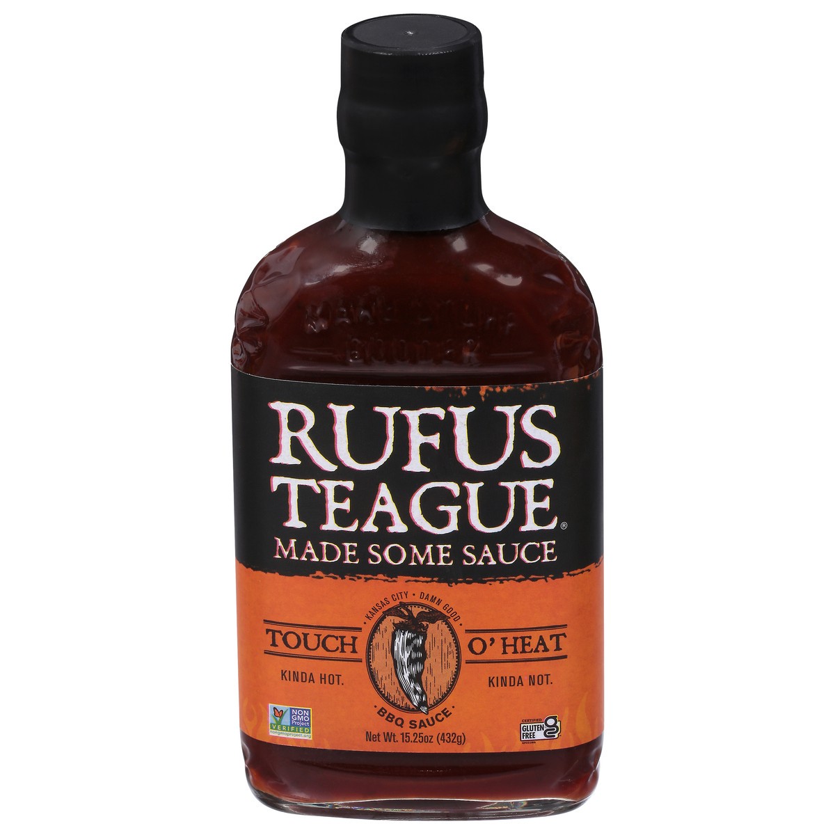 slide 1 of 9, Rufus Teague Touch O' Heat BBQ Sauce, 16 oz