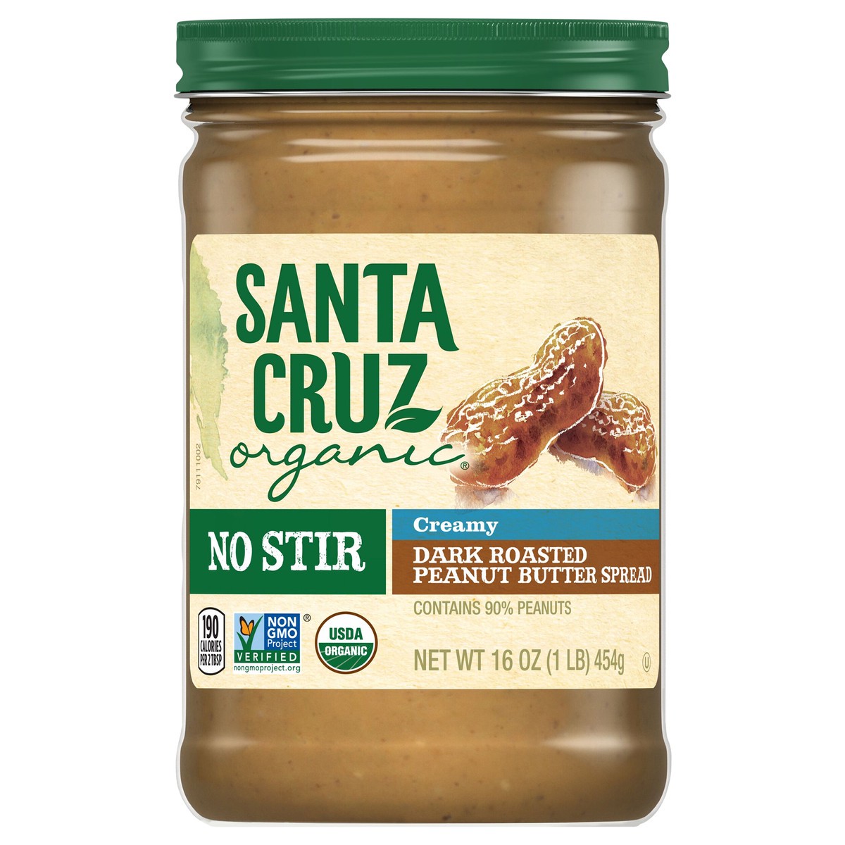 slide 1 of 4, Santa Cruz Organic No Stir Creamy Dark Roasted Peanut Butter Spread- 16 oz, 16 oz