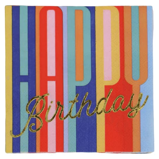 slide 1 of 3, Multicolor Happy Birthday Beverage Napkins, 20ct. By Celebrate It, 20 ct